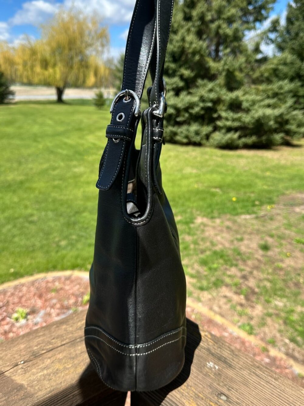 COACH 9249 Vintage Shoulder Bag Magnetic Leather Black Silver Hardware - Picture 5 of 11